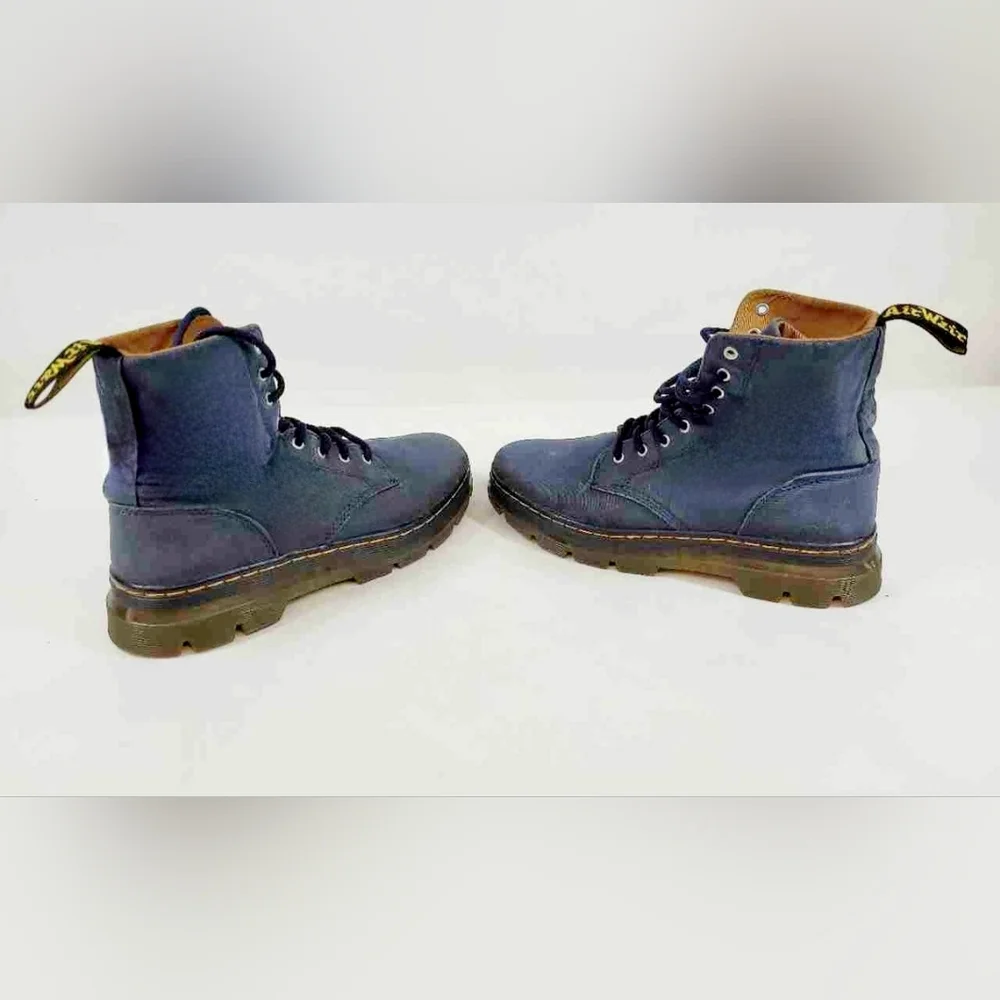 Dr. Martens Combs AirWair Blue Canvas Blue Denim Combat Boots Men 9 Women 10 - Picture 3 of 8